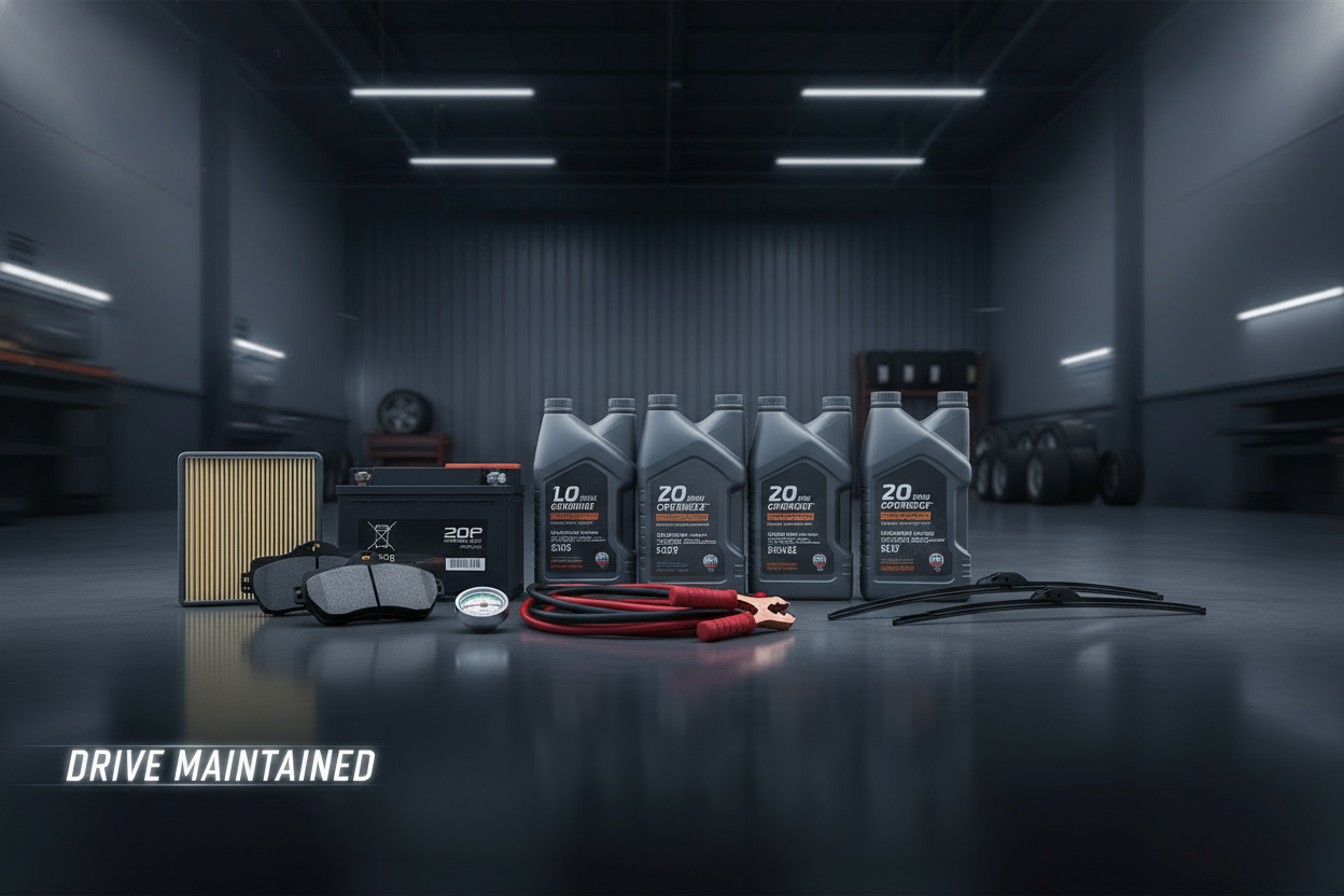 same picture with essential car items